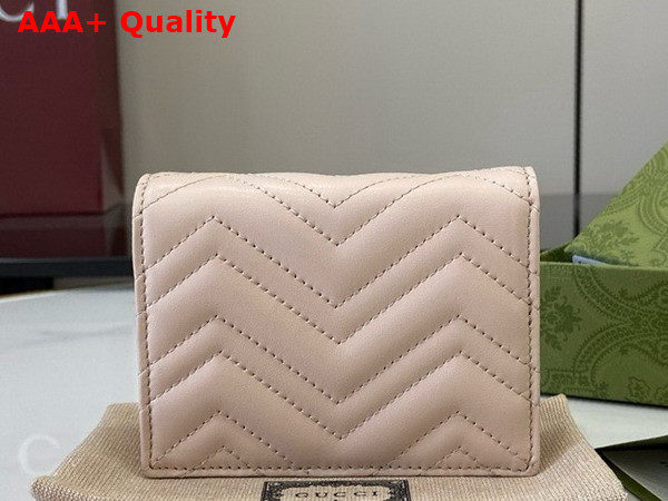 Gucci GG Marmont Card Case Wallet in Light Pink Matelasse Chevron Leather 466492 Replica