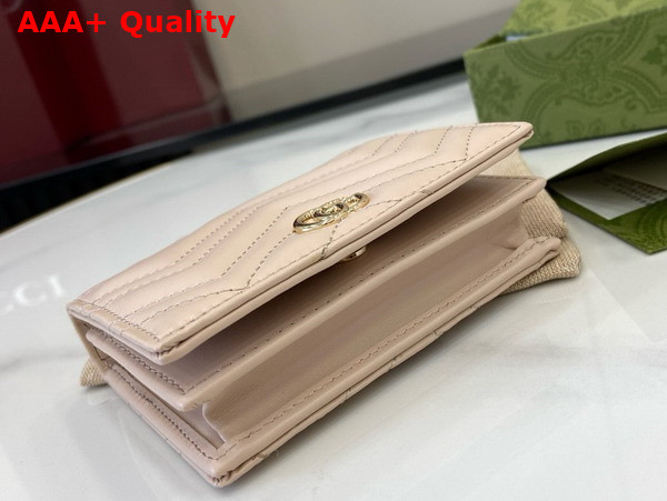 Gucci GG Marmont Card Case Wallet in Light Pink Matelasse Chevron Leather 466492 Replica