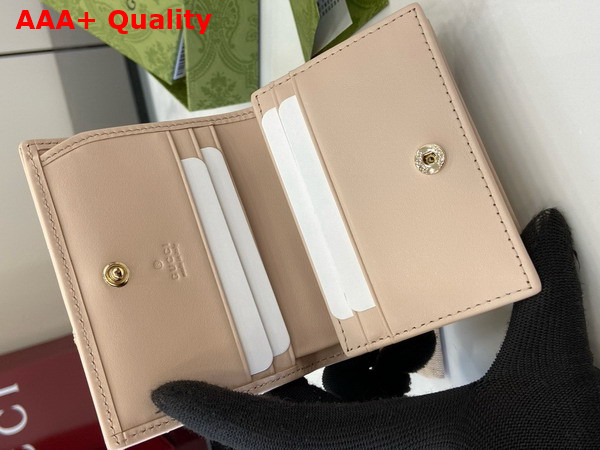 Gucci GG Marmont Card Case Wallet in Light Pink Matelasse Chevron Leather 466492 Replica