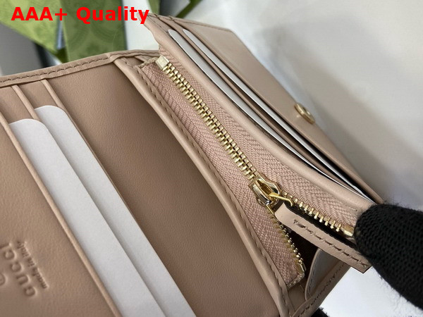 Gucci GG Marmont Card Case Wallet in Light Pink Matelasse Chevron Leather 466492 Replica