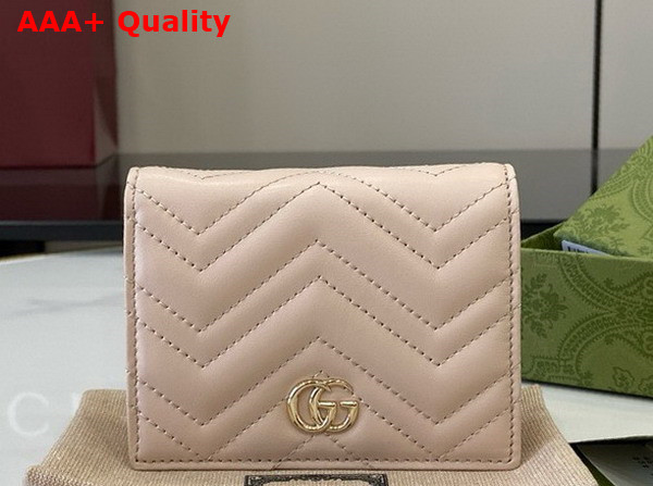 Gucci GG Marmont Card Case Wallet in Light Pink Matelasse Chevron Leather 466492 Replica