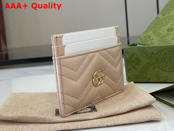 Gucci GG Marmont Card Case in Light Pink Matelasse Chevron Leather 443127 Replica