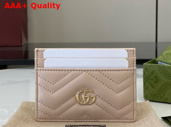 Gucci GG Marmont Card Case in Light Pink Matelasse Chevron Leather 443127 Replica