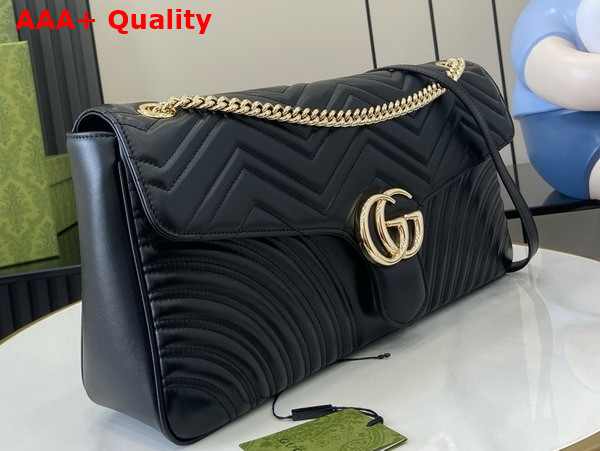Gucci GG Marmont Large Shoulder Bag in Black Matelasse Chevron Leather 788371 Replica