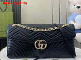 Gucci GG Marmont Large Shoulder Bag in Black Matelasse Chevron Leather 788371 Replica