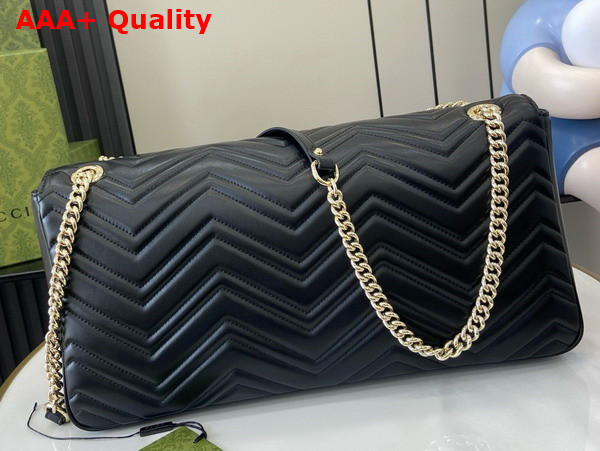 Gucci GG Marmont Large Shoulder Bag in Black Matelasse Chevron Leather 788371 Replica