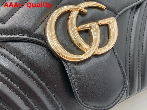 Gucci GG Marmont Large Shoulder Bag in Black Matelasse Chevron Leather 788371 Replica