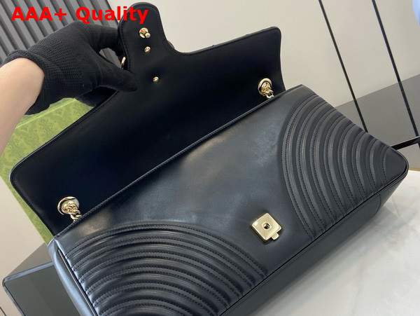 Gucci GG Marmont Large Shoulder Bag in Black Matelasse Chevron Leather 788371 Replica