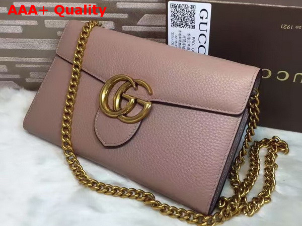 Gucci GG Marmont Leather Chain Wallet in Pink Replica