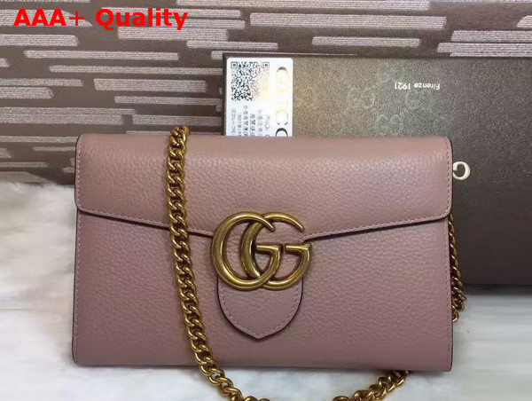 Gucci GG Marmont Leather Chain Wallet in Pink Replica