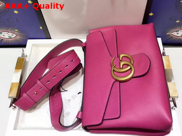 Gucci GG Marmont Leather Shoulder Bag in Pink Grain Leather Replica