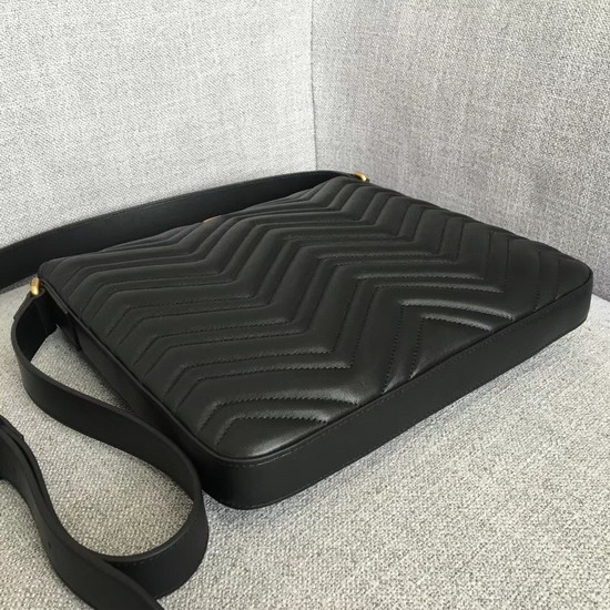 Gucci GG Marmont Messenger Bag in Black Matelasse Leather