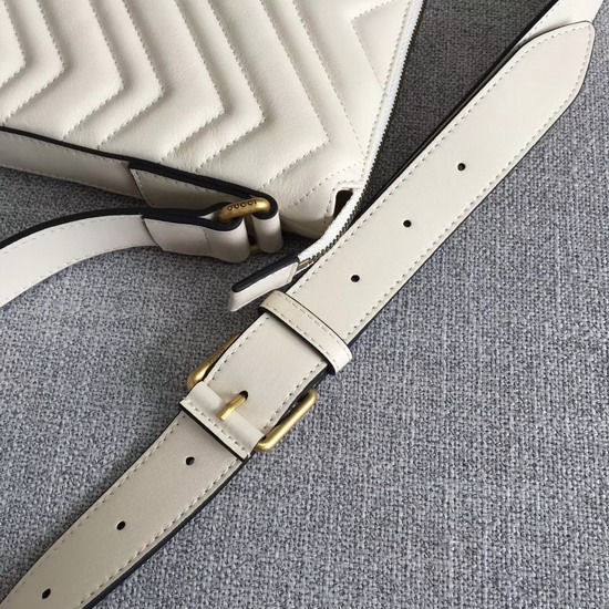 Gucci GG Marmont Messenger Bag in White Matelasse Leather