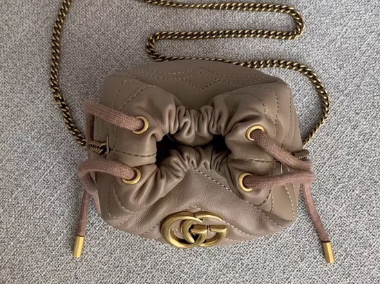 Gucci GG Marmont Mini Bucket Bag Dust Pink Leather 575163