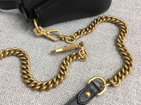 Gucci GG Marmont Mini Top Handle Bag in Black Matelasse Chevron Leather with Heart Detail 547260