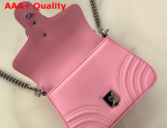 Gucci GG Marmont Mini Top Handle Bag in Pastel Pink Matelasse Chevron Leather 547260 Replica