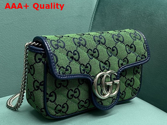 Gucci GG Marmont Multicolour Super Mini Bag Green and Blue Diagonal Matelasse GG Canvas 476433 Replica