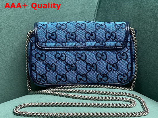 Gucci GG Marmont Multicolour Super Mini Bag Light Blue and Blue Diagonal Matelasse GG Canvas 476433 Replica