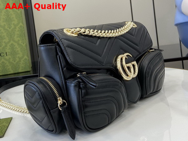 Gucci GG Marmont Small Multi Pocket Bag in Black Matelasse Chevron Leather 795228 Replica
