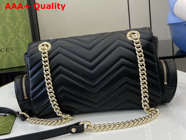 Gucci GG Marmont Small Multi Pocket Bag in Black Matelasse Chevron Leather 795228 Replica