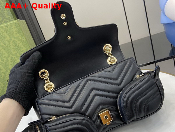 Gucci GG Marmont Small Multi Pocket Bag in Black Matelasse Chevron Leather 795228 Replica