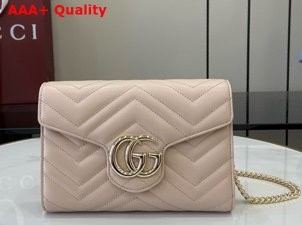 Gucci GG Marmont Super Mini Bag in Light Pink Matelasse Chevron Leather 474575 Replica