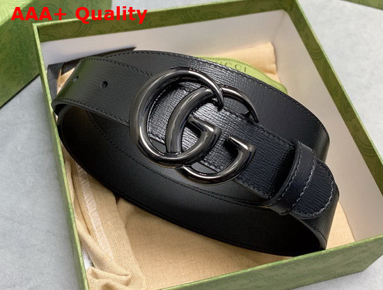 Gucci GG Marmont Thin Belt Black Leather Black Resin Hardware 414516 Replica