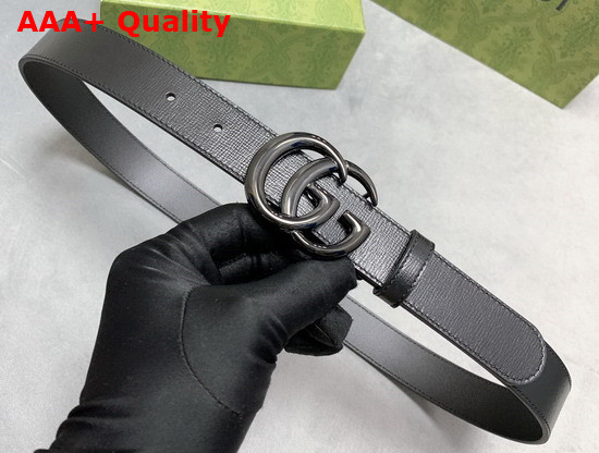 Gucci GG Marmont Thin Belt Black Leather Black Resin Hardware 414516 Replica