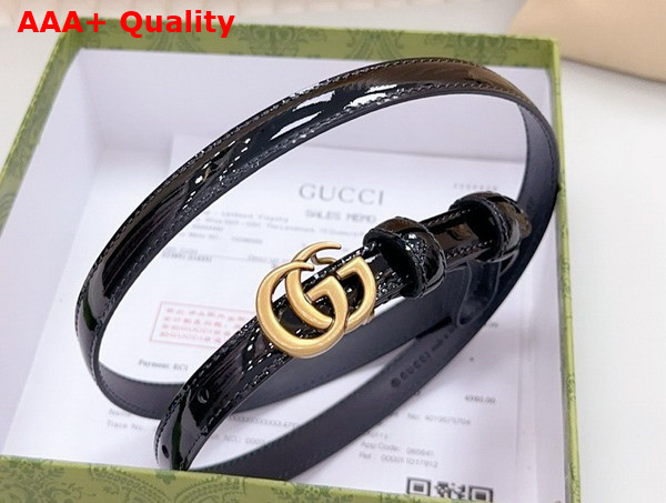 Gucci GG Marmont Thin Belt in Black Patent Leather 793124 Replica