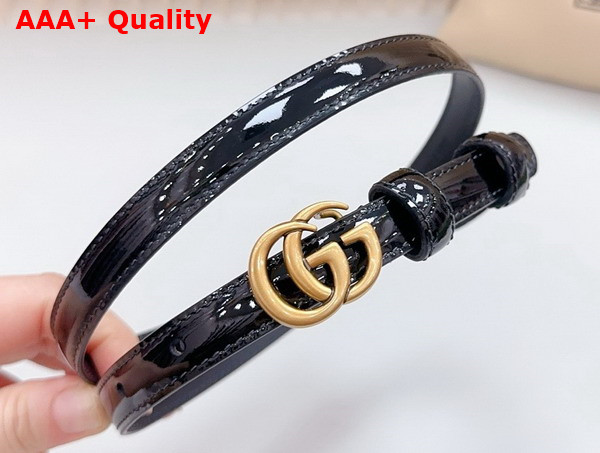 Gucci GG Marmont Thin Belt in Black Patent Leather 793124 Replica