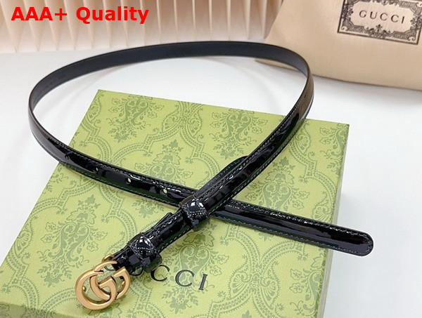 Gucci GG Marmont Thin Belt in Black Patent Leather 793124 Replica