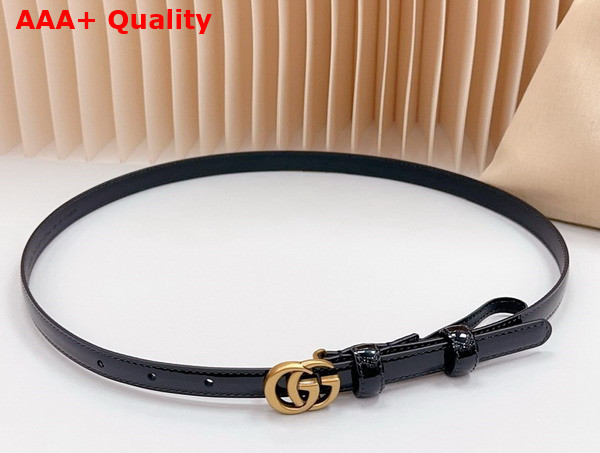 Gucci GG Marmont Thin Belt in Black Patent Leather 793124 Replica