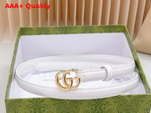 Gucci GG Marmont Thin Belt in White Leather 793124 Replica