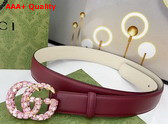 Gucci GG Marmont Thin Belt with Crystals in Gucci Rosso Ancora Red Leather 772651 Replica