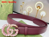 Gucci GG Marmont Thin Belt with Crystals in Rosso Ancora Red Leather 772651 Replica