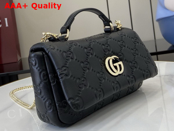 Gucci GG Milano Mini Top Handle Bag in Black GG Puffy Leather 806017 Replica