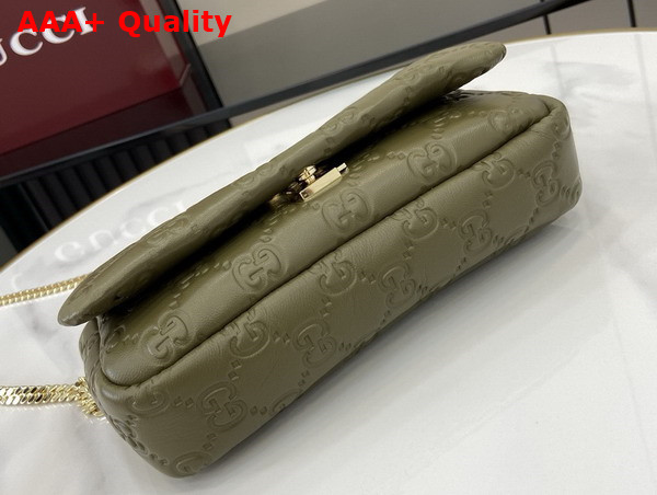 Gucci GG Milano Mini Top Handle Bag in Green GG Puffy Leather 806017 Replica