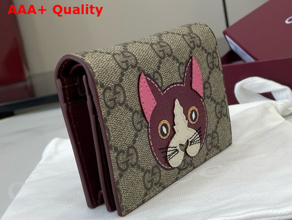 Gucci GG Mini Wallet with Cat Detail 818767 Replica