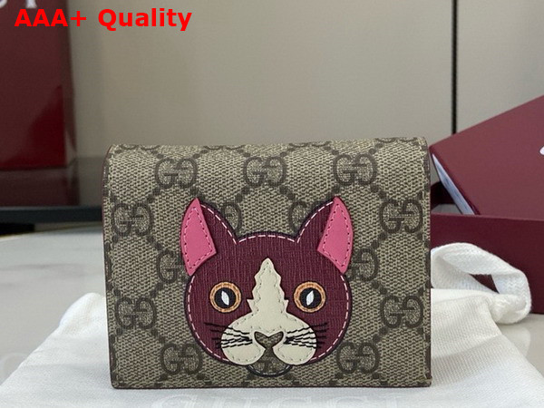 Gucci GG Mini Wallet with Cat Detail 818767 Replica
