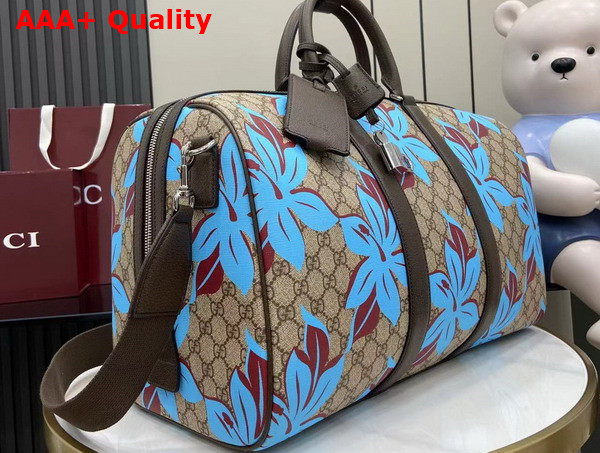 Gucci GG Printed Duffle Bag in Beige and Dark Brown GG Supreme Canvas 792074 Replica
