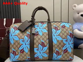 Gucci GG Printed Duffle Bag in Beige and Dark Brown GG Supreme Canvas 792074 Replica