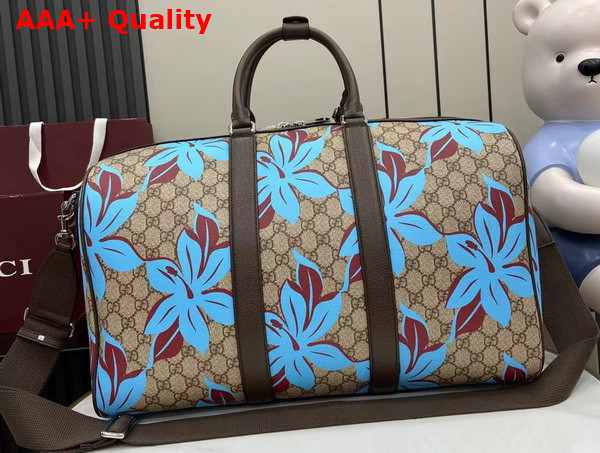 Gucci GG Printed Duffle Bag in Beige and Dark Brown GG Supreme Canvas 792074 Replica