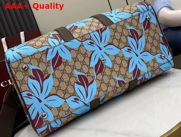 Gucci GG Printed Duffle Bag in Beige and Dark Brown GG Supreme Canvas 792074 Replica