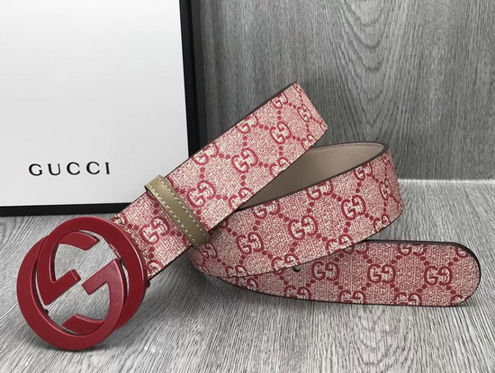 Gucci GG Supreme Belt with G Buckle Pink