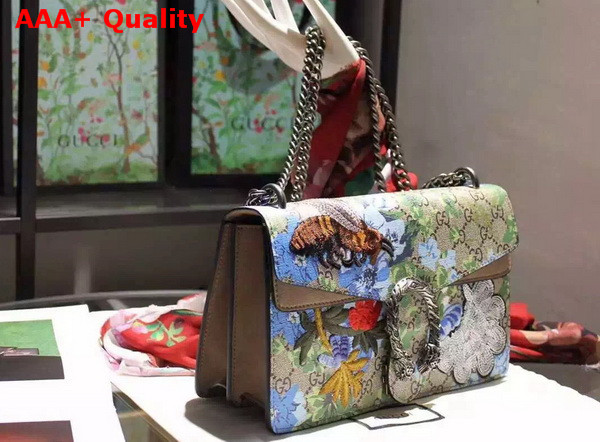 Gucci GG Supreme Canvas Bag with Painted Flowers and Patches Small Size Replica