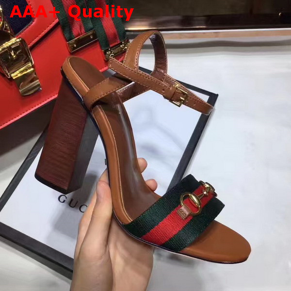 Gucci Grosgrain Web Sandal Brown Leather Replica