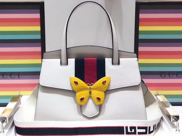 Gucci Guccitotem Medium Top Handle Bag in Ivory Leather