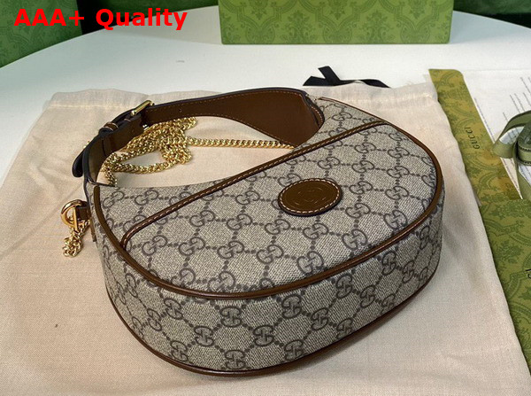 Gucci Half Moon Shaped Mini Bag with Interlocking G Beige and Ebony GG Supreme Canvas 726843 Replica