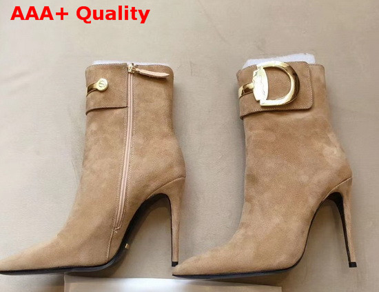 Gucci High Heel Ankle Boot with Horsebit Beige Suede Leather Replica