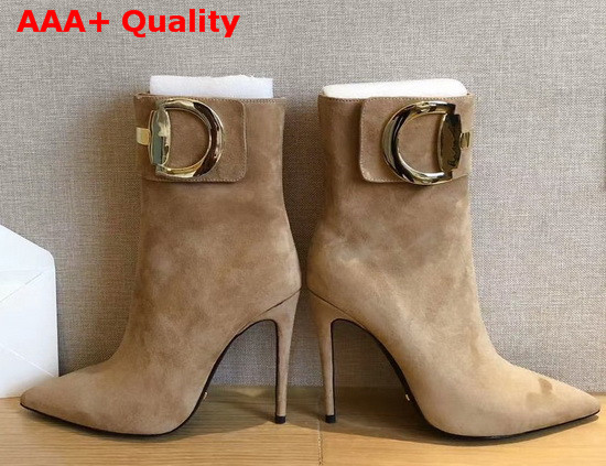 Gucci High Heel Ankle Boot with Horsebit Beige Suede Leather Replica